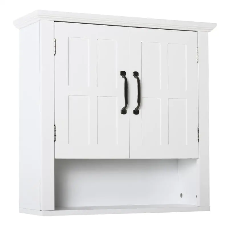 

3-Tier Wall-Mounted Medicine Cabinet with Adjustable Shelf, 2 Doors, Over-The-Toilet Bathroom Storage, White