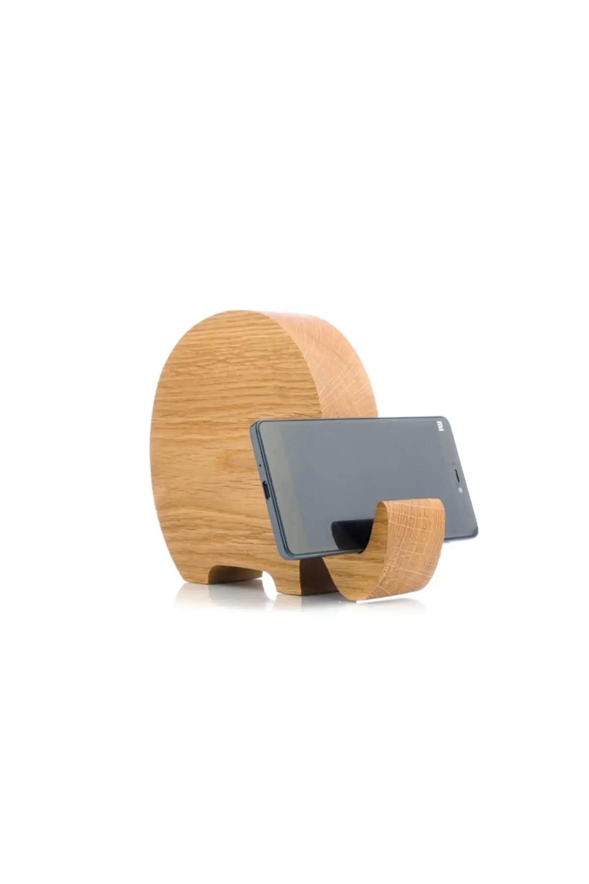 Wood Log Elephant Piggy Bank And Phone Holder