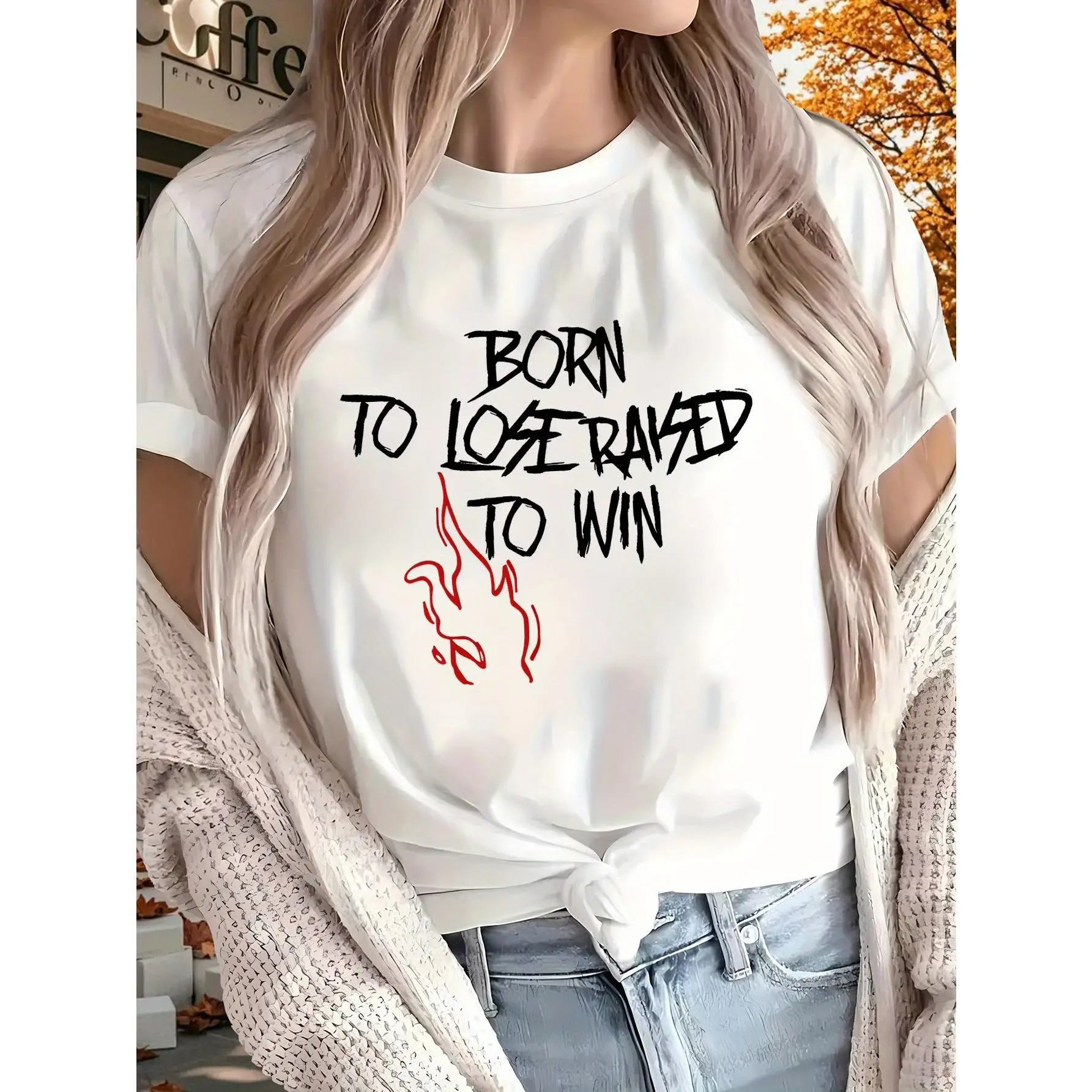 

Born to Lose Raised to Win T-shirt Women's Inspirational Quote Tee Motivational Graphic Tops Winner Mindset Gifts