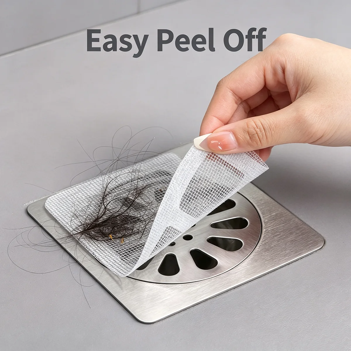 90-Pack Disposable Floor Drain Filter Mesh Stickers, 4x4 Inch Shower Hair Catcher & Sink Strainer for Bathroom & Kitchen, Hygienic Hair Stopper & Easy Clean Tool