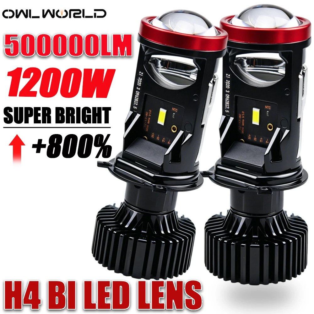 H4 Bi LED Projector Headlights Bulbs 500000LM Powerful Led CANBUS No Error Motorcycle Car Mini Lens Upgrade Spotlight Lights