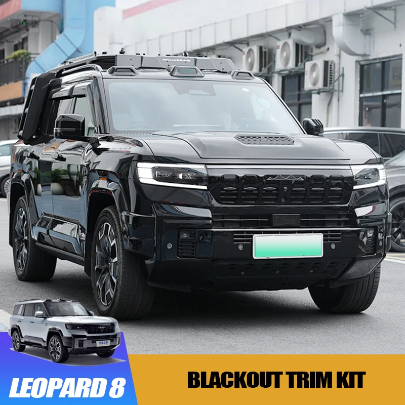 

Blackout Trim Kit for Leopard 8 Black Knight Styling Set with Bumper Side Skirt Strips Exterior Accessory