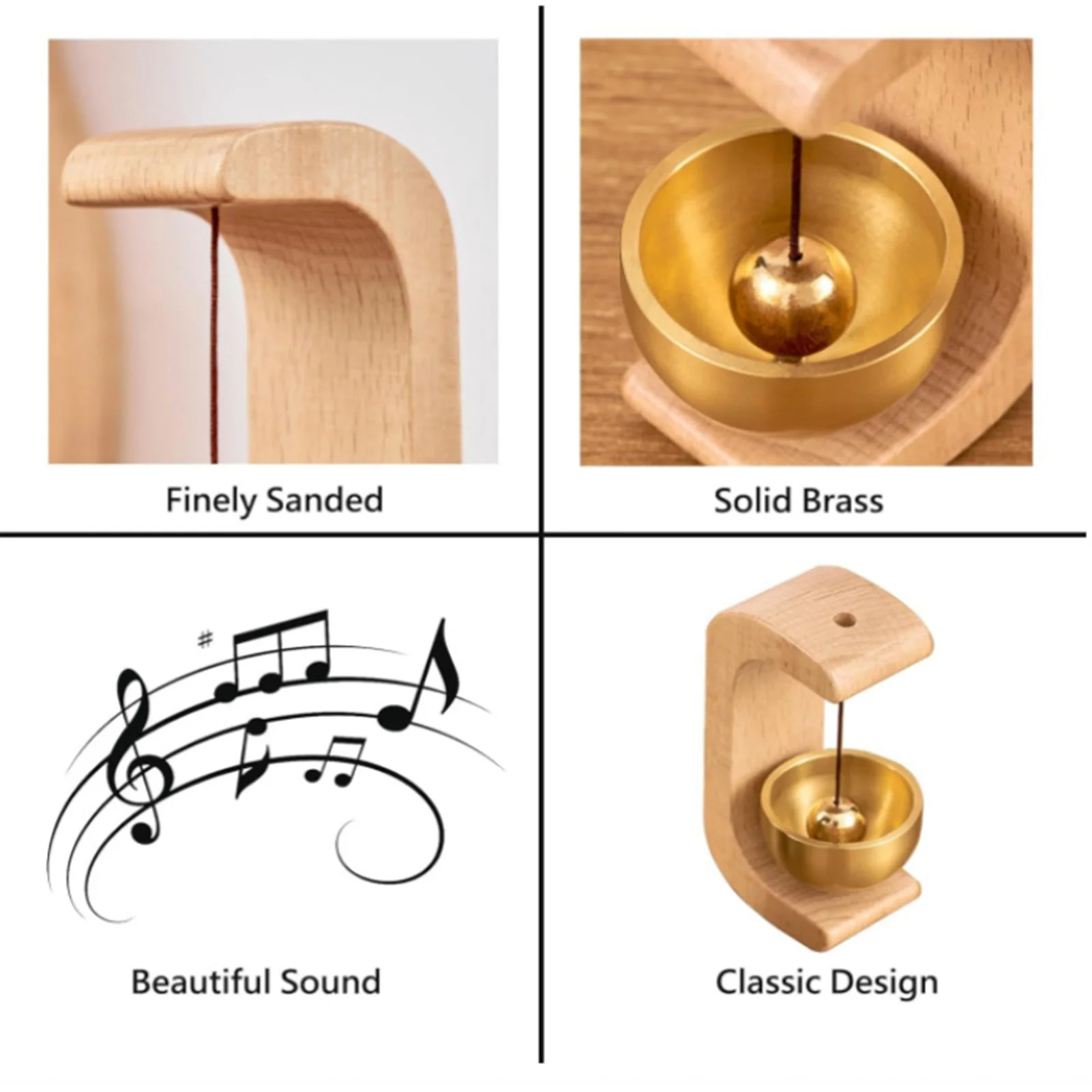 

Wooden Magnetic Wind Doorbell Chime Hanging Copper Bell Walnut Windbell for Home Office Door Garden Room Bell Decorations
