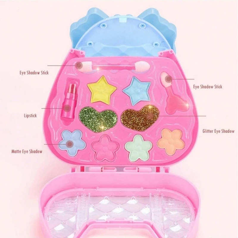 Jouet de beauté lavable pour enfants, trousse de maquillage pour fille, petit sac, princesse, faire semblant de jouer avec un ensemble de maquillage