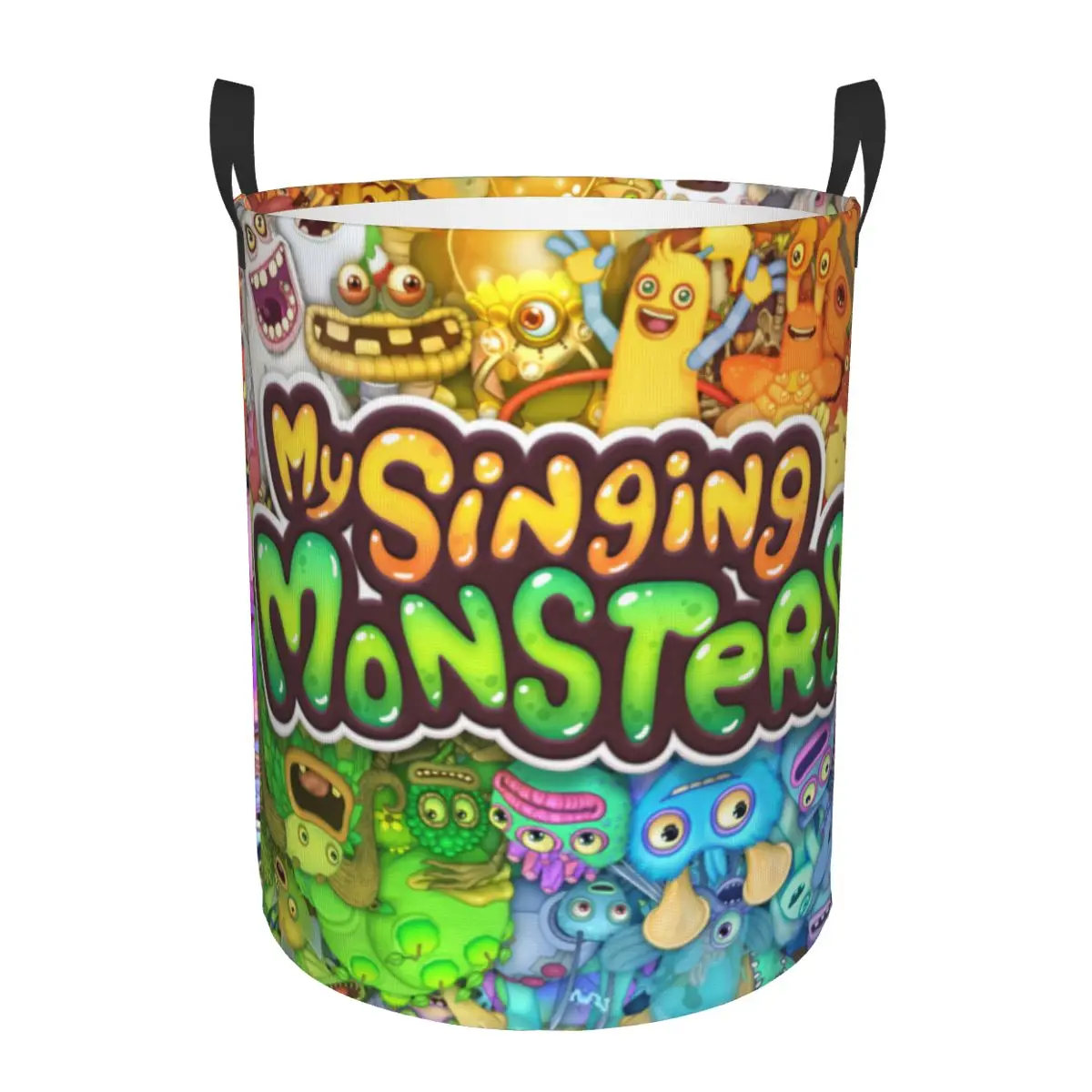 My Singing Monsters Collage Game Cartoon Foldable Laundry Baskets Dirty Clothes Toys Sundries Storage Basket For Home Kids