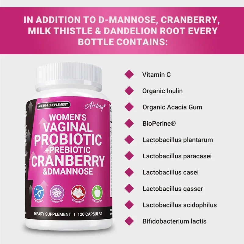 Suplementos femininos - promove a saúde do trato urinário, reduz coceira e ressecidade, suporte vaginal