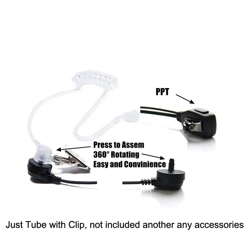 

10pcs Transparent Replacement Air Tube PTT Mic Microphone Earpiece Headset with Clip for Universal Two Way Radios Walkie Talkie