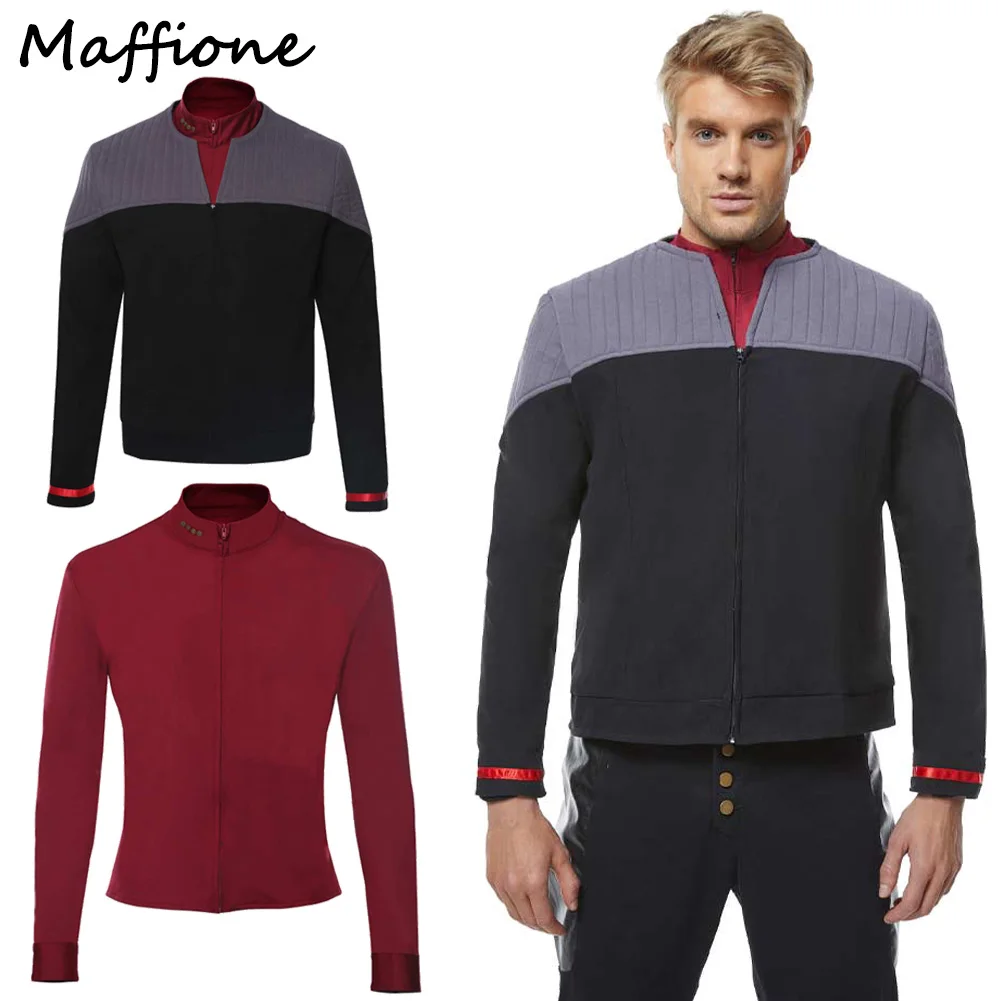 

Luc Cosplay Picard TV Space Travel Coat Shirts Set Costume Men Disguise Roleplay Fantasia Jacket Brooch Set Clothing Halloween