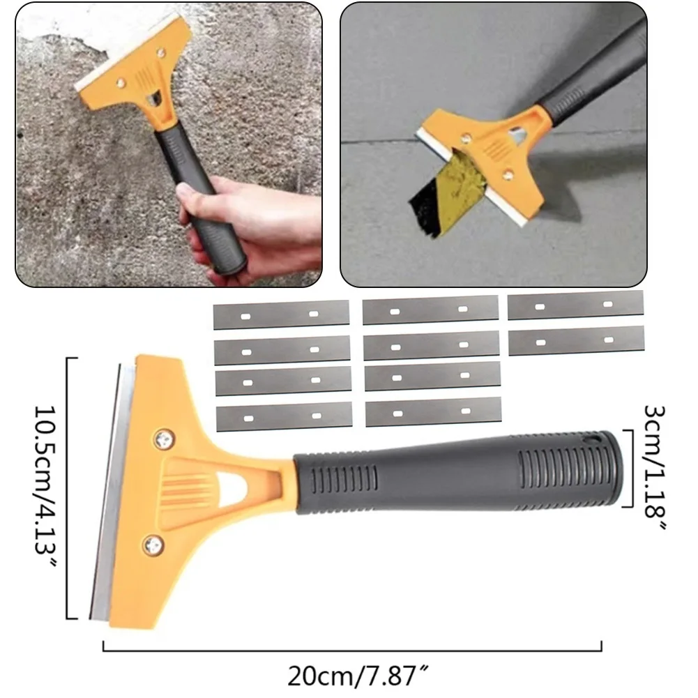 Pá De Limpeza Portátil Para Piso De Vidro, Raspador De Telha, Raspador De Cerâmica, Removedor Com 10 Lâminas, 7.87x4.13in