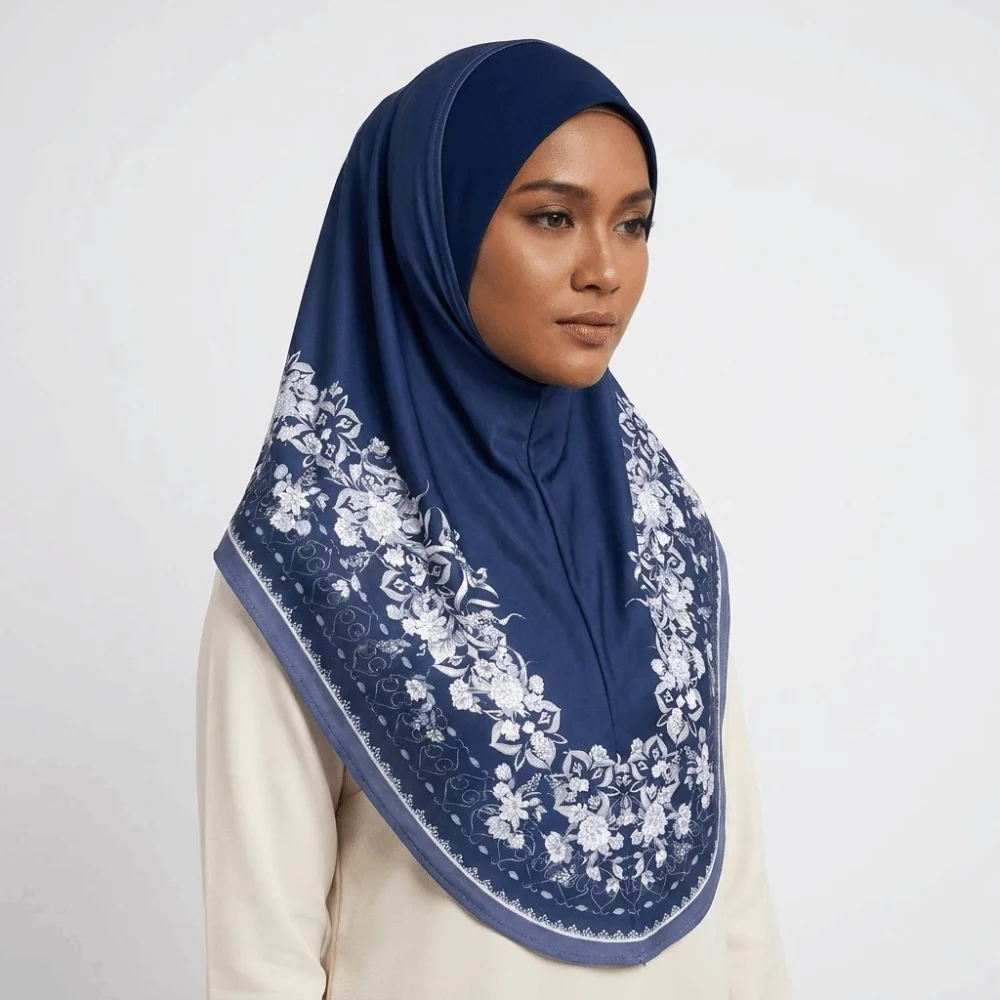 

Breathable Eid Al-Fitr Long Floral Turban Adjustable Multiple Colors Printed Arab Lady Headscarf Long Ethnic Style