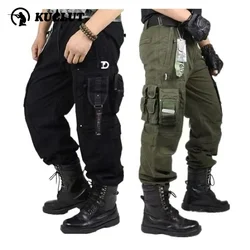 Men Fashion Tactic Cargo Pants Autumn Winter Outdoor Mountaineering Training Overalls Multiple Pockets Wear Resistant Trousers