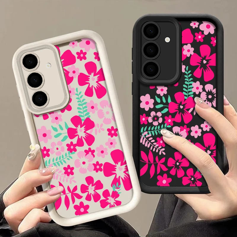 Sommer rosa Blume Handytasche für Samsung Galaxy S24 FE S25 Rand S23 S22 Ultra Plus A56 A17 A36 A16 A15 A55 A54 A53 5G TPU Abdeckung