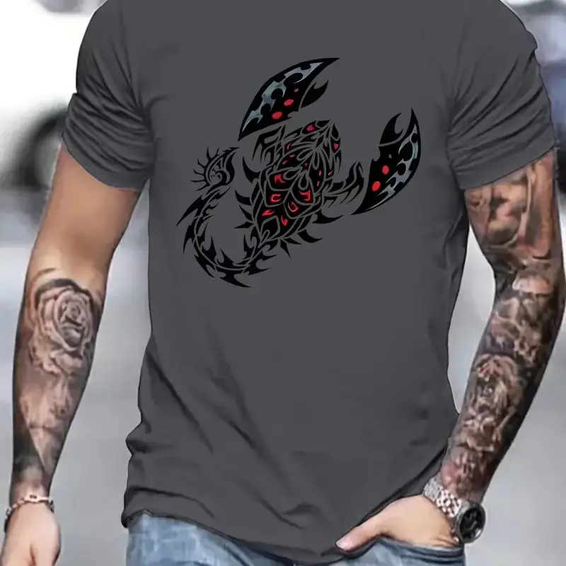 Scorpion Men's T-Shirt Crossfit Tees Casual Short Sleeved Tops Animal Graphics Print Shirt Oversized T-Shirt For Men Clothing