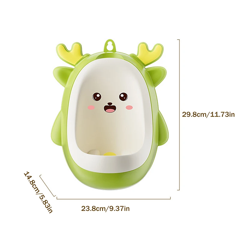 Orinador de penico de dinossauro, mictório de xixi montado na parede, ferramenta de treinamento de banheiro permanente e suspensa para aprendizagem de banheiro de crianças pequenas