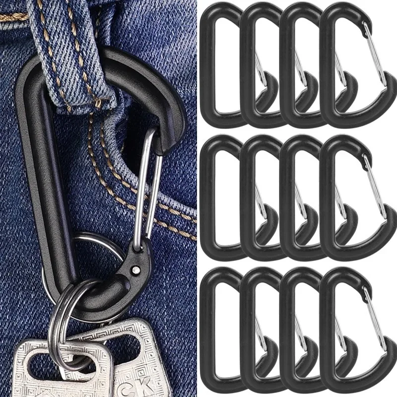 D Shape Plastic Carabiner D-Ring Key Chain Spring Buckle Hook Backpack Hook Keychain Water Bottle Buckle Outdoor Camping Parts