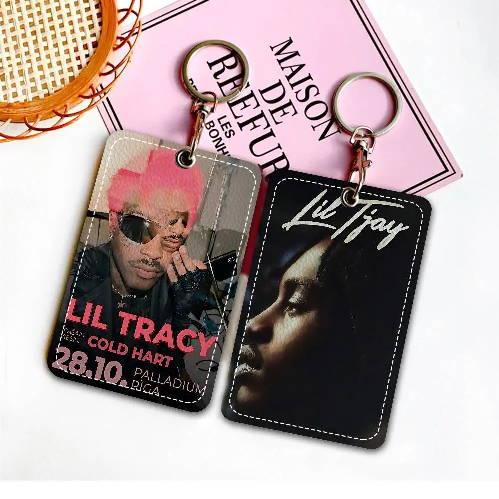 Popular Singer L-lil T-tracy PU Soft Leather Rectangular Key Card Holder Induction Elevator Protection Cover Youth Faion Accory