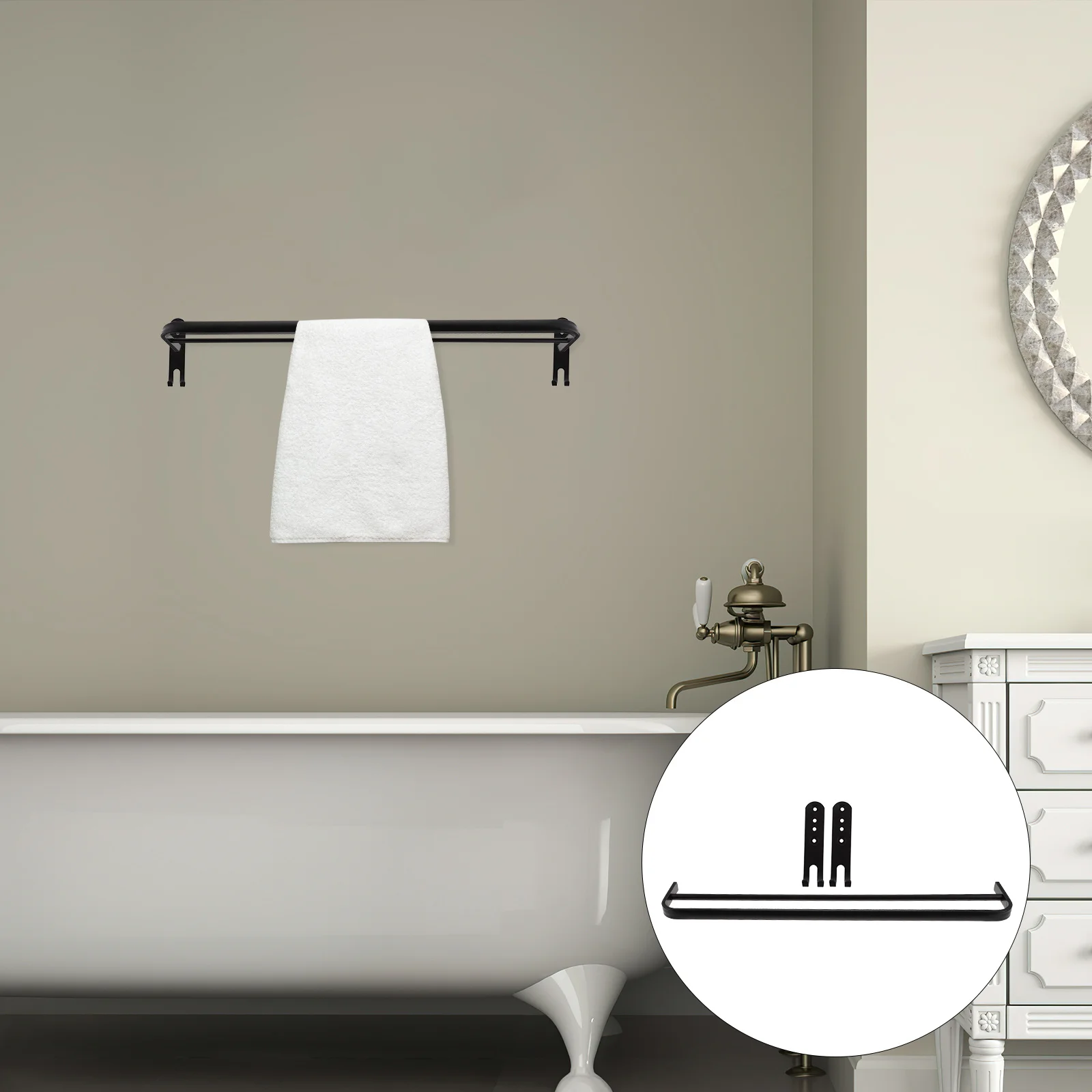 

Double Rod Towel Rack Alloy Wall Mounted Bathroom Organizer Smooth Edge Modern Style Utility Rack For Towels Slippers