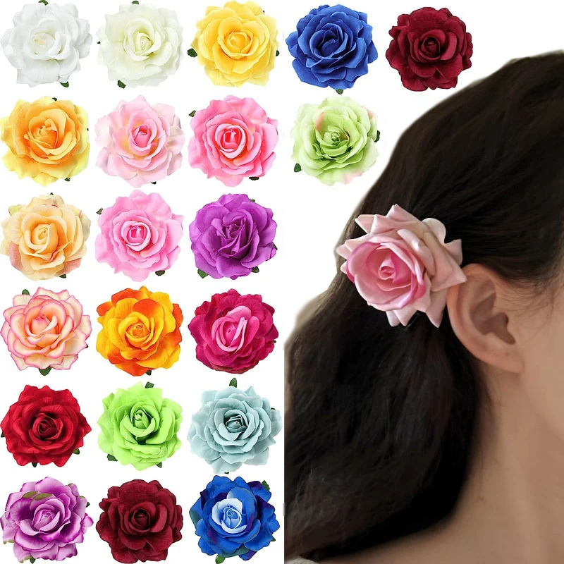 Bridal Rose Flower Hairpin Brooch Fashion Chic Wedding Bridesmaid Party Accessories Hair Clip Barrettes Elegant Headwear