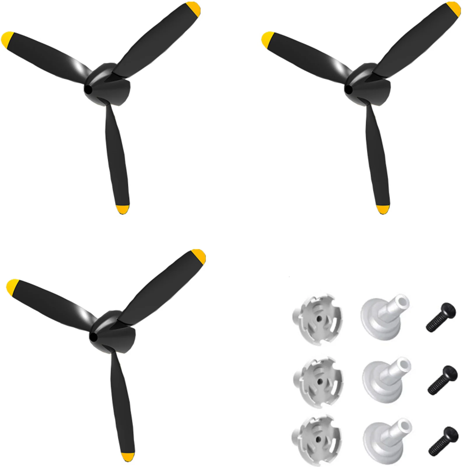 Volantex 3 Sets of Propellers, With Protective Devices and Adapters, Suitable for 761-11 761-12 761-13 P40 BF109 RC Aircraft