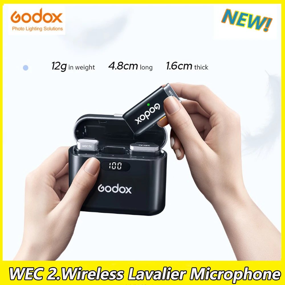 Godox WEC KIT1 KIT2 microfono Lavalier Wireless da 2.4GHz per fotocamera DSLR Smartphone microfono con risvolto per intervista Vlog Live Streaming