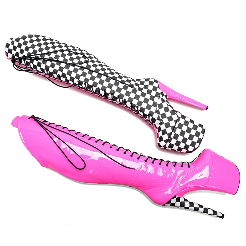 Leecabe 20CM/8Inch PU Upper two color Exotic Sexy Fashion Trend Platform disco party High Heels Shoes Pole Dance boot