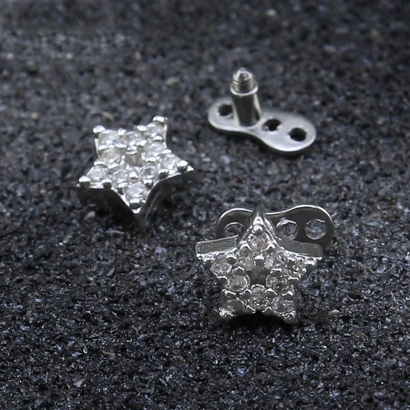 Stainless Steel Body Piercing Jewelry Crystal Embedded Dermal Anchors Set Microdermal Implant Grade Accessories A0KD