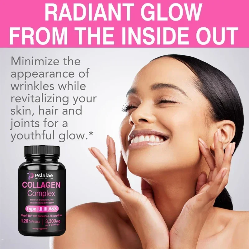 Capsule complesse di collagene: supportano la salute delle articolazioni, della pelle, delle ossa e digestive, assorbono ed efficientemente e mantiene la salute generale