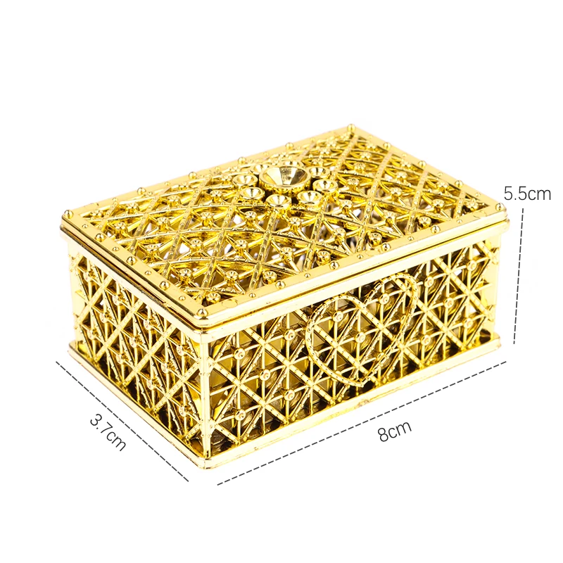 Vintage Treasure Storage Box Retro Gold Sliver Candy Jewelry Trinket Boxes Small Hollow Organizer Case Wedding Decor Party Gifts