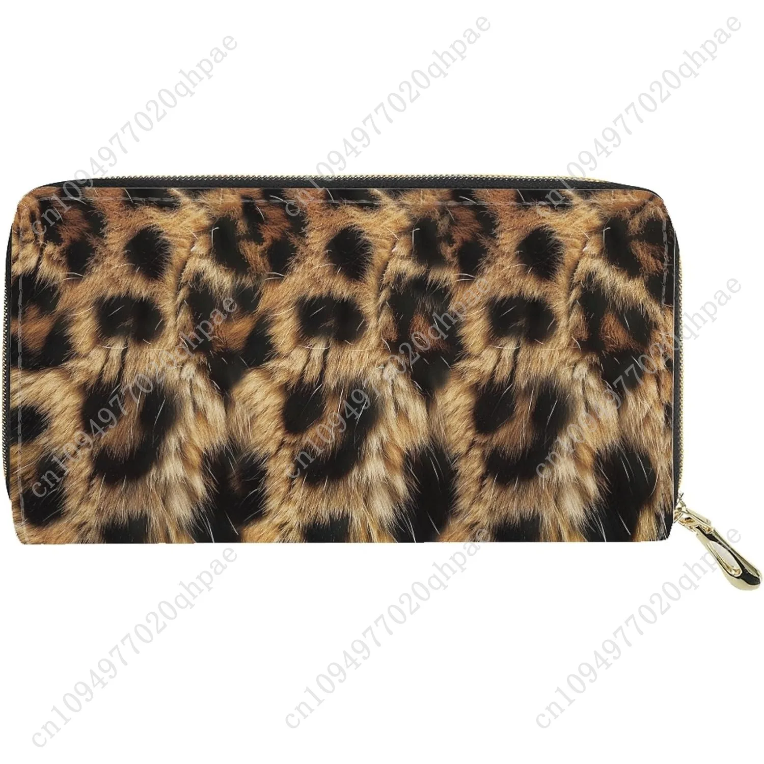 Leopard Women's Wallet Zip Around Purse PU Long Clutch with Credit Card Holder for Ladies