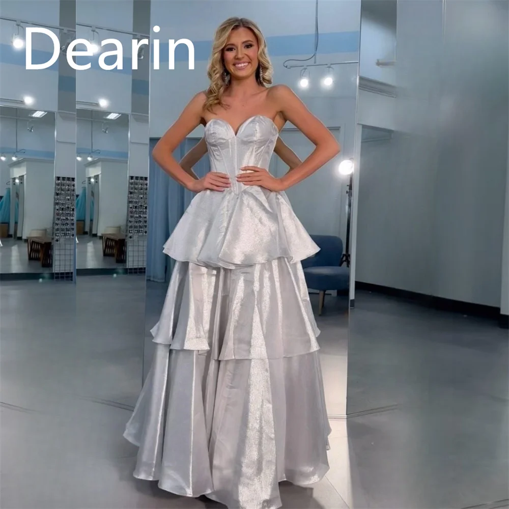 Customized Evening Gown Dearin Strapless A-line Floor Length Skirts Shirred Bespoke Occasion Dresses Prom Formal Dress Saudi Ara