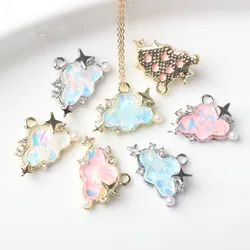 6pcs Alloy Inlay Cloud Stars Shape Pendant Earring Ornament Necklace Bracelet Jewelry DIY Accessories Supplies Craft Fashion