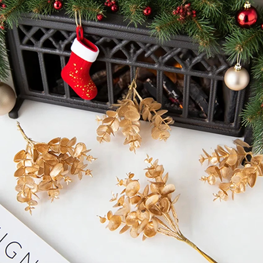 5Pcs Artificial Flowers Plants Eucalyptus Leaves Christmas Tree Decor Home Room Garden Outdoor Yard Wedding Delicate Accessory