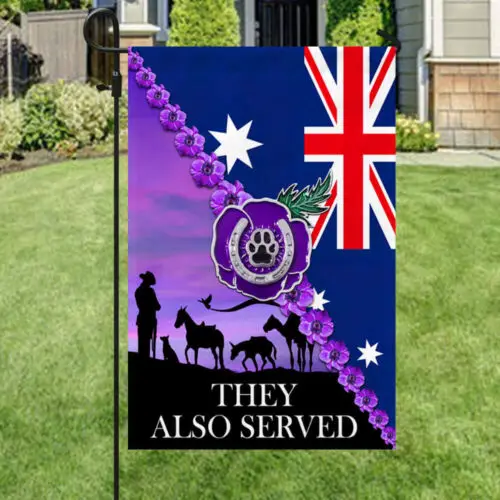 Memorial Day They Also Served, Purple Poppy Australian Flag Garden Flag