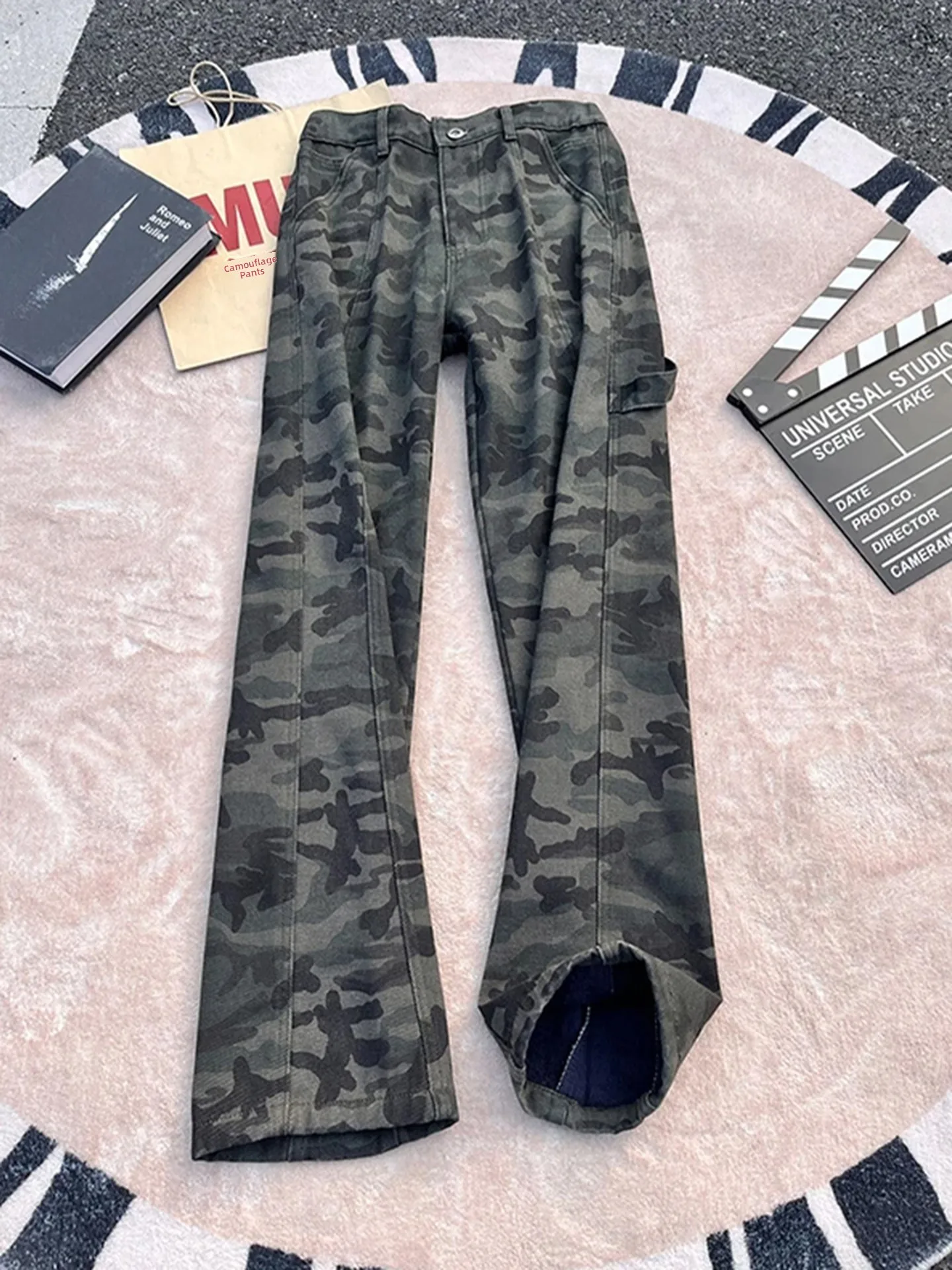 

Американские джинсы с камуфляжным принтом Thiened Fce на подкладке, джинсовые джинсы, мужские осенне-зимние брюки для работы на улице