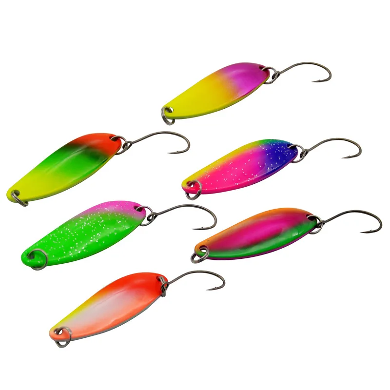 

Fishing Lure Spoons Colorful 5g/4cm Salix Leaf Shape Jigs Sequins Hard Bait Trout Single Hook Artificial Lures Lot 6 Pieces Sale