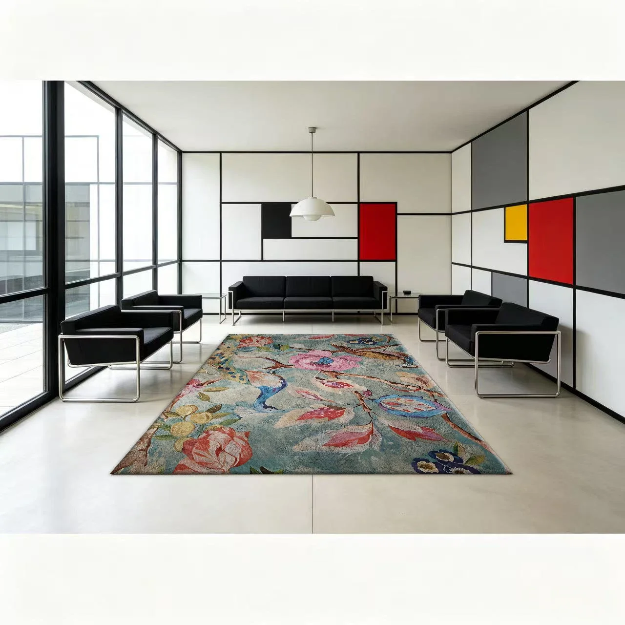 Vintage Peacock Floral Pattern Carpet Retro Plant Floral Art Bohemian Style Living Room Floor Carpet