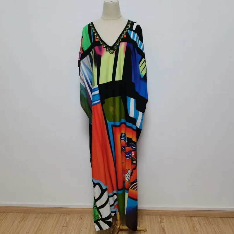 여성용 비치 블라우스 프린트 로브, 해변 홀리데이 원피스 비키니, 자외선 차단, 캐주얼 스커트, 블랙, 2025 용수철, 여름 신상