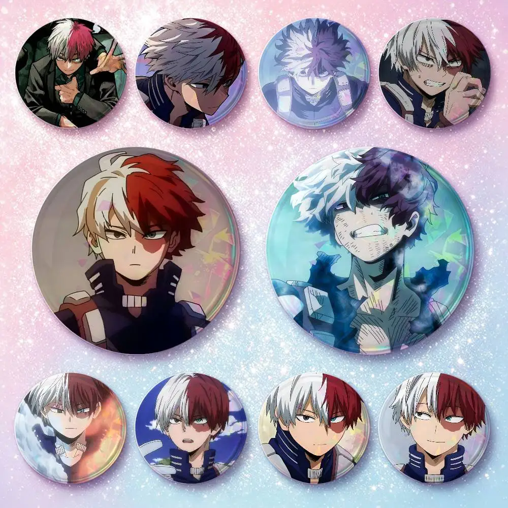 Cartoon Character Shoto Todoroki Badges Button Round Creative Pin Brooch Badge Bag Decor Accessories Fans Collect Friends Gifts
