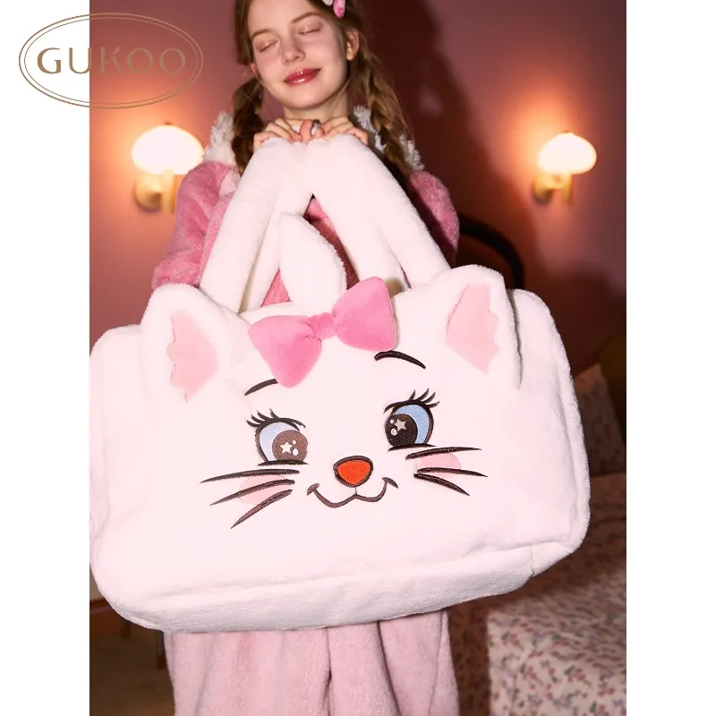 Kawaii Disney Marie Cat Plush Handbag Anime The Aristocats Large Capacity Shoulder Bags Cartoon Girls Storage Bag Package Gift