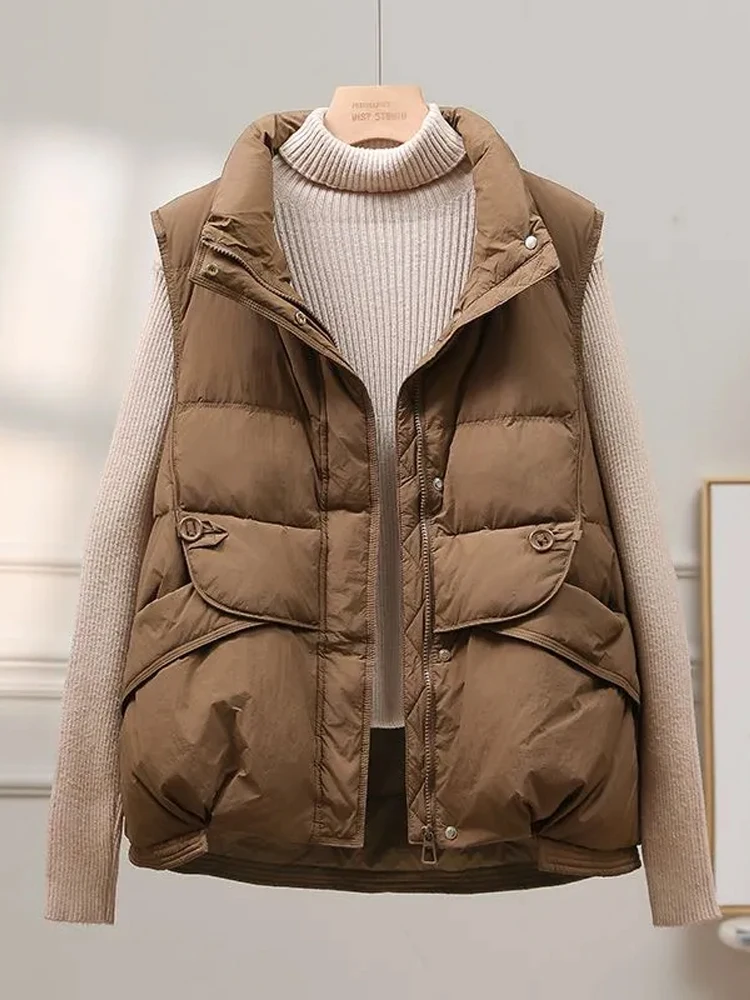 

Sli Versatile Women's down Cotton Vest Autumn Winter New Arrival Youthful Small Size Outerwear ible Wool Blend