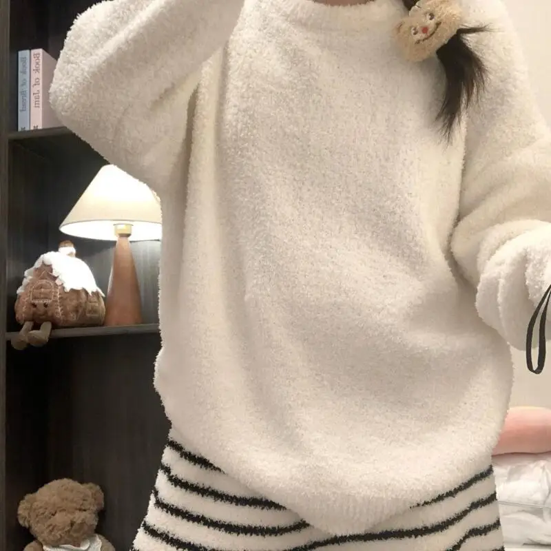 

Женская одежда, пижамы, зимние сохраняющие тепло, удобные для дома, на открытом воздухе, для сна, для отдыха, брюки с длинными рукавами, костюм, изысканная мода