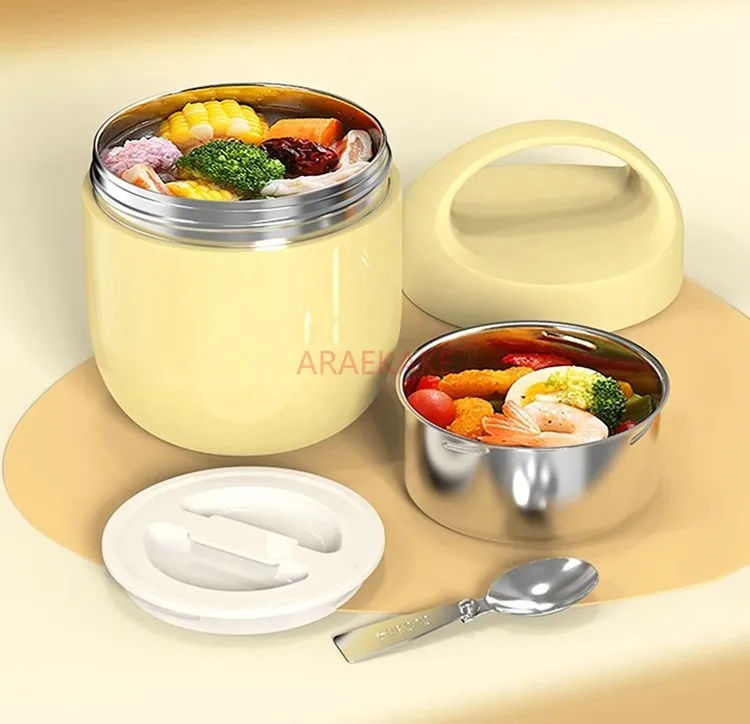 Winter long insulated lunch box 24 hours 2024 new vacuum super strong insulated rice bucket double layered for office workers