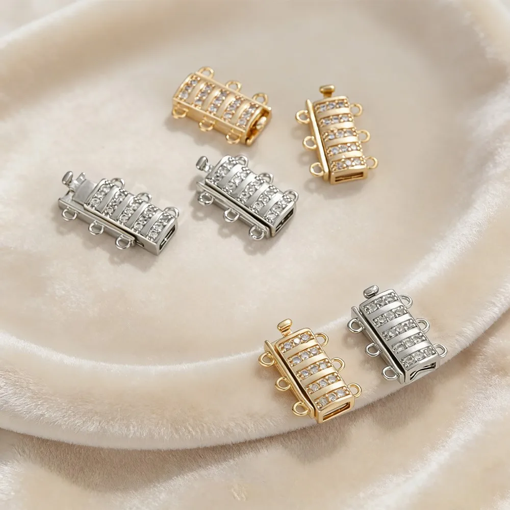 1pcs 14K Gold Plated Metal Connector Fastener Clasps Locks with Zircon For DIY Bracelets Necklaces Jewelry Making Accessories view 4