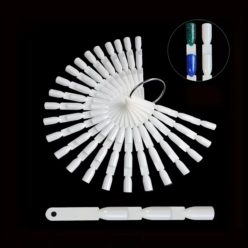 Nail Art 50-teiliges fächerförmiges Farbkarte Drei-in-Eins abnehmbares Nail Art Farbkarte Nagellack Farbbrett Nail Art Bambus Joint Farbkarte