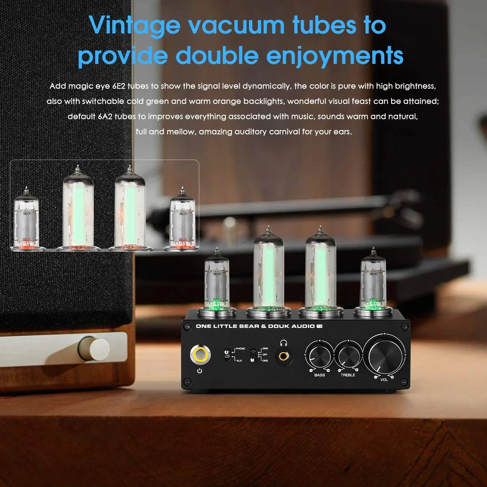 Imagem -05 - Nobsound-mini Turntable Preamp Hifi Stereo Audio Pré-amplificador Tubo de Vácuo Dekstop Headphone Amp Palco t9 6e2 mm mc