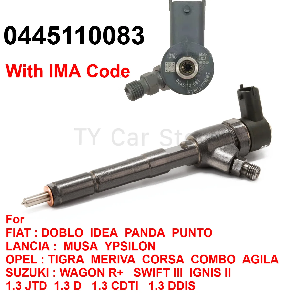 

New Fuel Injector With IMA Adjustment Code For Vauxhall Opel Corsa Combo Fiat Panda Punto SUZUKI 1.3 JTD Diesel 0445110083