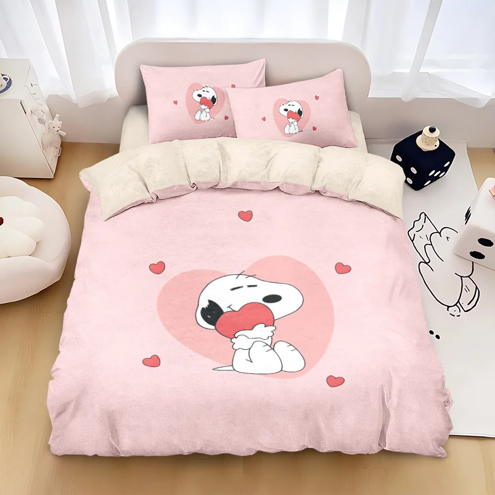 

Комплект постельного белья с рисунком S-Snoopy, милый мультяшный щенок, пододеяльник, наволочка с 3D принтами, пододеяльник, украшение для спальни, праздничный подарок