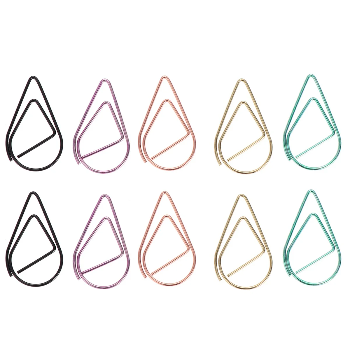 100 Pcs Water Drop Paperclips Organizer Metal Drop-shaped Bookmarks Office Supplies