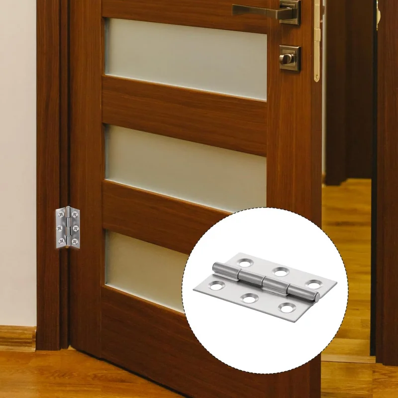 12 مجموعة من مفصلات الفولاذ المقاوم للصدأ، خزانة صغيرة، قابلة للطي مع براغي، فضي عالي التحمل #5