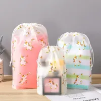 3 Sizes Cartoon Drawstring Storage Bags Travel Shoes Clothes Underwear Cosmetic Portable Waterproof Organizer Toiletry Bag